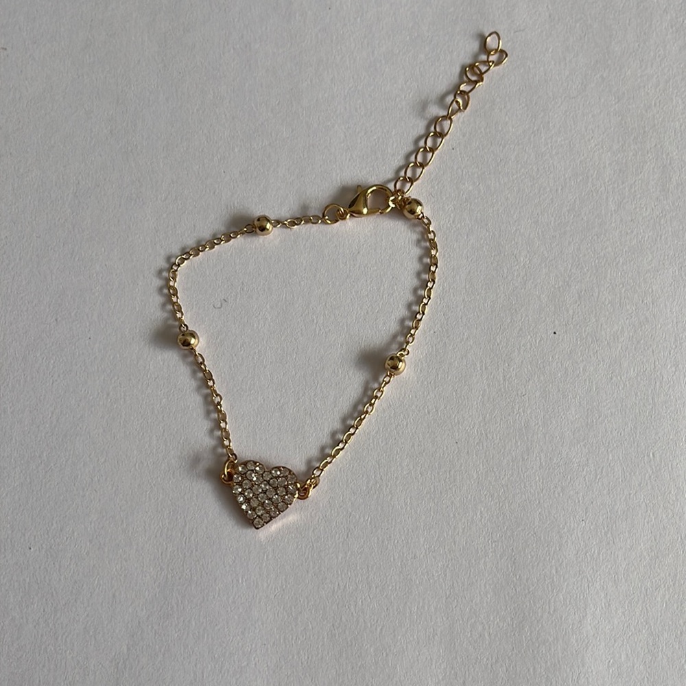 gold crystal heart bracelet